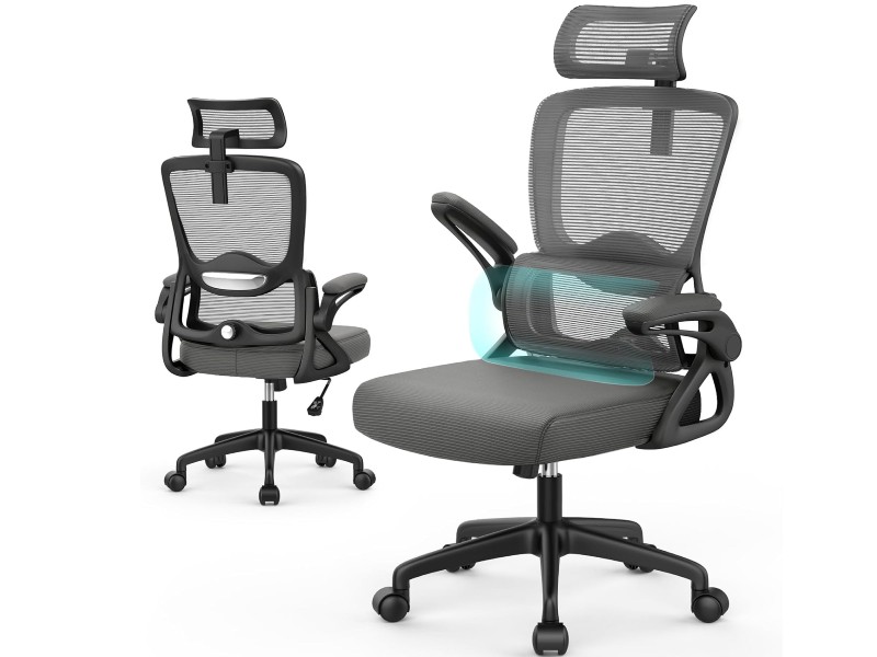 Silla ergonómica ajustable con soporte lumbar