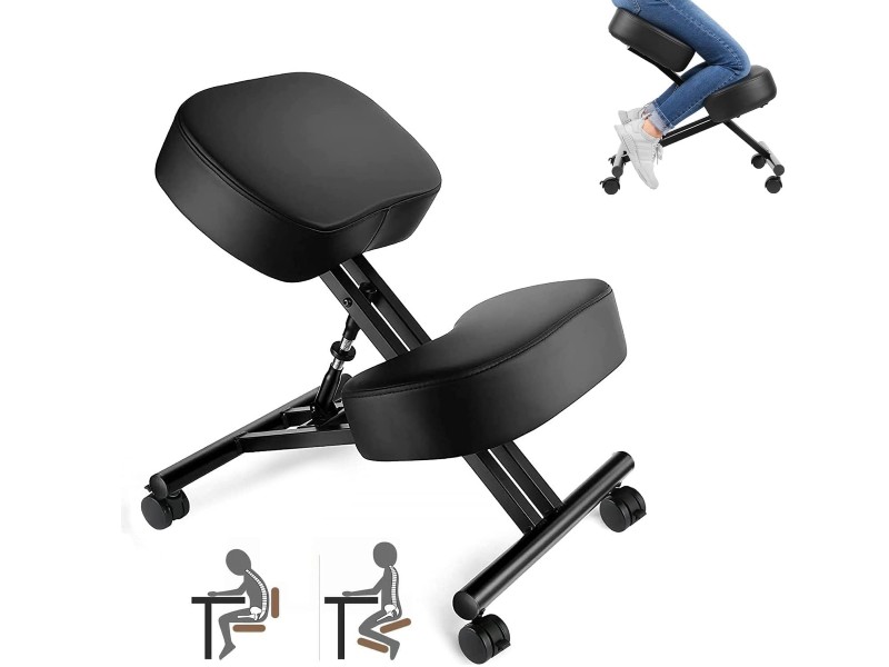 COOCHEER silla ergonómica de rodillas con ruedas y cojines gruesos