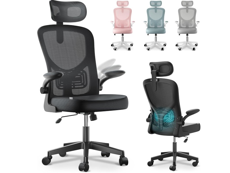 JUPPLIES silla escritorio ergonómica con soporte lumbar y reposacabezas