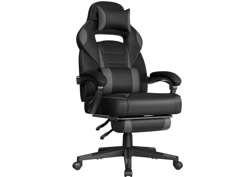 SONGMICS OBG073BH20 silla gaming con reposapiés y cojín lumbar